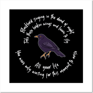 Blackbird Singing with Bird Wings - Lyrics Artist Posters and Art